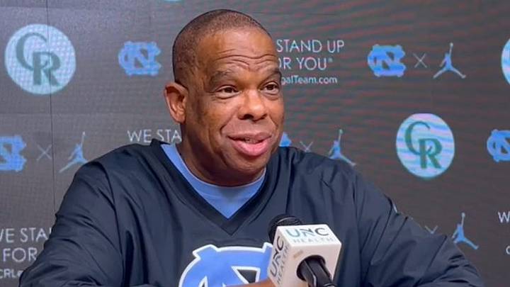 UNC basketball coach Hubert Davis during a press conference on Dec. 1, 2025 at the Smith Center.