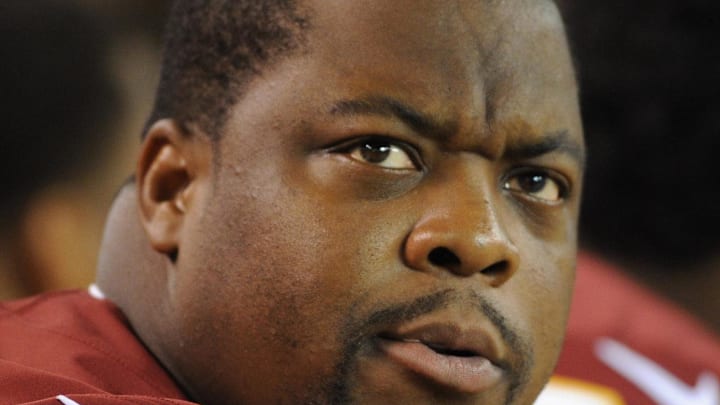 Aug 13, 2015; Cleveland, OH, USA; Washington Redskins defensive tackle Terrance Knighton (98) in a preseason NFL football game at FirstEnergy Stadium. Mandatory Credit: Ken Blaze-Imagn Images