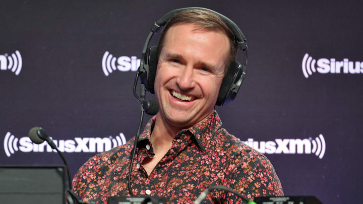 Former NFL quarterback Drew Brees at Super Bowl radio row