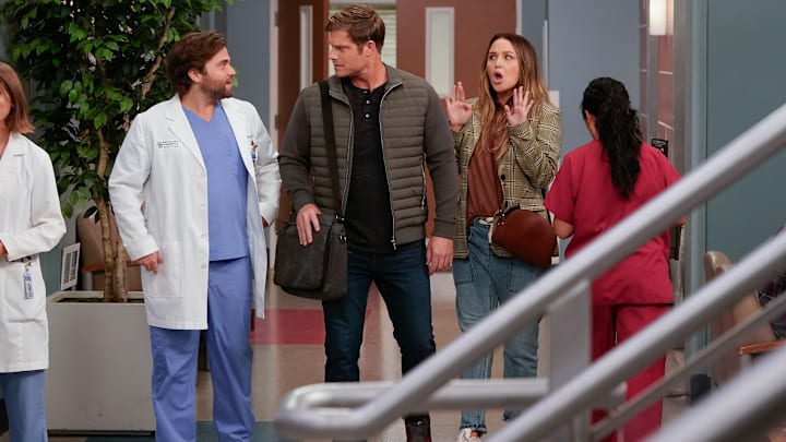 GREYÕS ANATOMY - ÒIf Walls Could TalkÓ - After firing some of Grey SloanÕs best, Catherine continues to interfere with Meredith and AmeliaÕs research. Accidents at a climate change protest bring unique cases to the hospital, and Bailey encounters a blast from the past. THURSDAY, SEPT. 26 (10:00-11:00 p.m. EDT) on ABC. (Disney/Ser Baffo) 
JAKE BORELLI, CHRIS CARMACK, CAMILLA LUDDINGTON