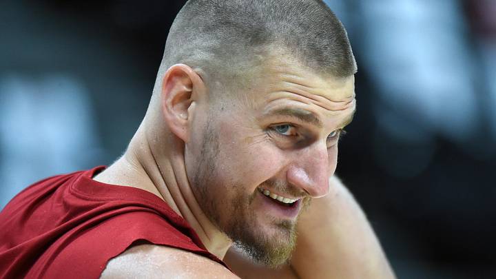 Apr 18, 2026; Denver, Colorado, USA; Denver Nuggets center Nikola Jokic (15) warms up before the game against the Minnesota Timberwolves during game one of the first round of the 2026 NBA Playoffs at Ball Arena. Mandatory Credit: Christopher Hanewinckel-Imagn Images Apr 18, 2026; Denver, Colorado, USA; Denver Nuggets center Nikola Jokic (15) warms up before the game against the Minnesota Timberwolves during game one of the first round of the 2026 NBA Playoffs at Ball Arena. Mandatory Credit: Christopher Hanewinckel-Imagn Images
