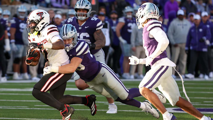 Kansas State Wildcats linebacker Rex Van Wyhe, Texas Tech Red Raiders tight end Terrance Carter Jr. Kansas State Wildcats linebacker Rex Van Wyhe, Texas Tech Red Raiders tight end Terrance Carter Jr.