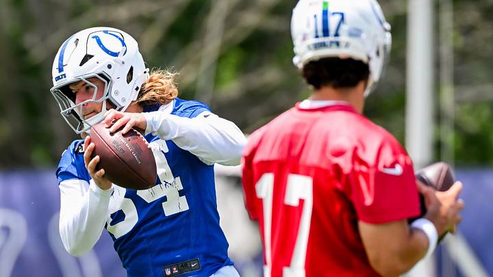 Jun 10, 2026; Indianapolis, IN, USA; Indianapolis Colts tight end Tyler Warren (84) catches a pass during a drill during minicamp at Indiana Farm Bureau Football Center. Mandatory Credit: Robert Goddin-Imagn Images Jun 10, 2026; Indianapolis, IN, USA; Indianapolis Colts tight end Tyler Warren (84) catches a pass during a drill during minicamp at Indiana Farm Bureau Football Center. Mandatory Credit: Robert Goddin-Imagn Images