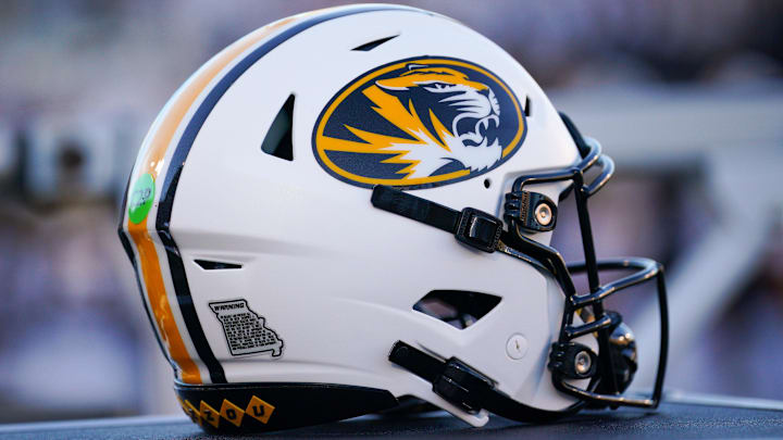 Sep 7, 2024; Columbia, Missouri, USA; A general view of a Missouri Tigers helmet against the Buffalo Bulls during the first half at Faurot Field at Memorial Stadium. Mandatory Credit: Denny Medley-Imagn Images Sep 7, 2024; Columbia, Missouri, USA; A general view of a Missouri Tigers helmet against the Buffalo Bulls during the first half at Faurot Field at Memorial Stadium. Mandatory Credit: Denny Medley-Imagn Images