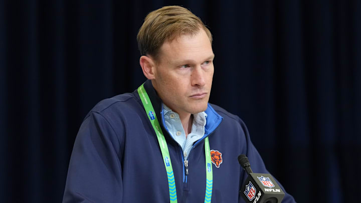 Chicago Bears coach Ben Johnson speaks at the NFL Scouting Combine at the Indiana Convention Center. Chicago Bears coach Ben Johnson speaks at the NFL Scouting Combine at the Indiana Convention Center.