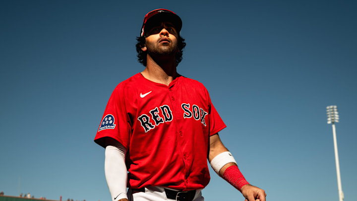 Marcelo Mayer gets ready for a Spring Training game on March 11, 2025, at JetBlue Park in Fort Myers, Florida. Marcelo Mayer gets ready for a Spring Training game on March 11, 2025, at JetBlue Park in Fort Myers, Florida.