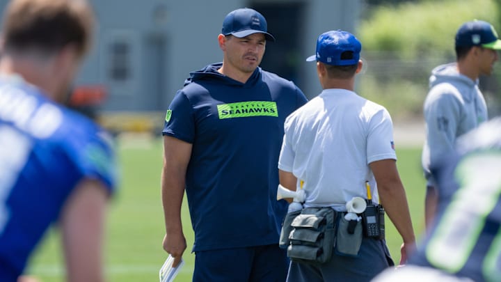 Jun 11, 2025; Renton, WA, USA; Seattle Seahawks head coach is pictured during mini-camp at Virginia Mason Athletic Center.