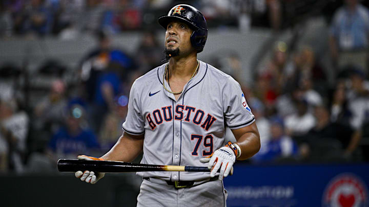 Apr 5, 2024; Arlington, Texas, USA; Houston Astros first base Jose Abreu (79) during the game