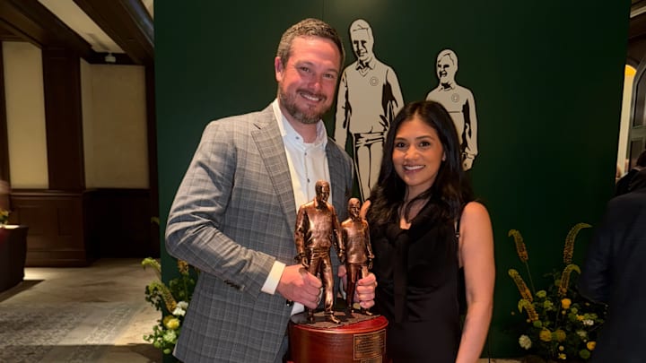 Oregon Ducks coach Dan Lanning and wife Sauphia beamed with pride and gratitude as he received the prestigious Stallings Award for humanitarianism at the Dallas Country Club on Tuesday evening. 