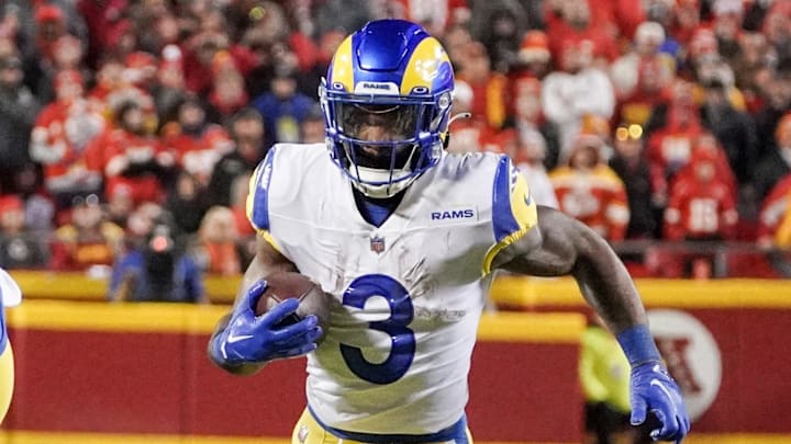 Nov 27, 2022; Kansas City, Missouri, USA; Los Angeles Rams running back Cam Akers (3) runs the ball