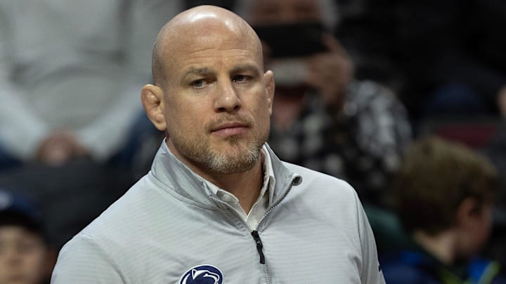 Penn State Head Coach Cael Sanderson. Rutgers Wrestling falls to #1 Penn State in Piscataway on January 24, 2025. Penn State Head Coach Cael Sanderson. Rutgers Wrestling falls to #1 Penn State in Piscataway on January 24, 2025.