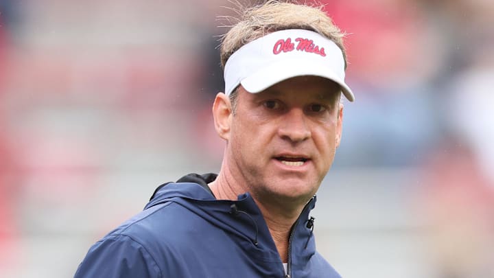 Ole Miss Rebels head coach Lane Kiffin prior to the game against the Arkansas Razorbacks at Donald W. Reynolds Razorback Stadium. Ole Miss Rebels head coach Lane Kiffin prior to the game against the Arkansas Razorbacks at Donald W. Reynolds Razorback Stadium.
