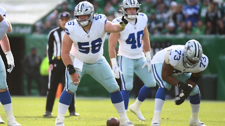 Dallas Cowboys C Cooper Beebe against the Philadelphia Eagles at Lincoln Financial Field.
