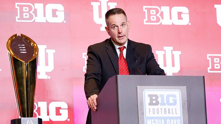 Jul 30, 2026; Chicago, IL, USA; Indiana Football head coach Curt Cignetti speaks during Big Ten Media Days at Hilton Chicago. Jul 30, 2026; Chicago, IL, USA; Indiana Football head coach Curt Cignetti speaks during Big Ten Media Days at Hilton Chicago.