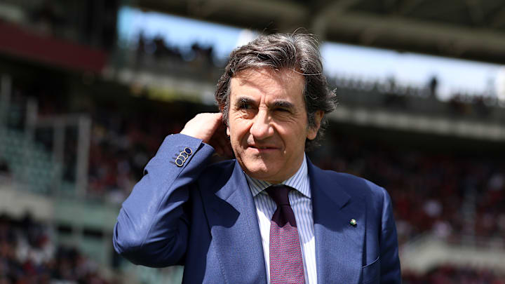 Urbano Cairo president of Torino Fc looks on during the...