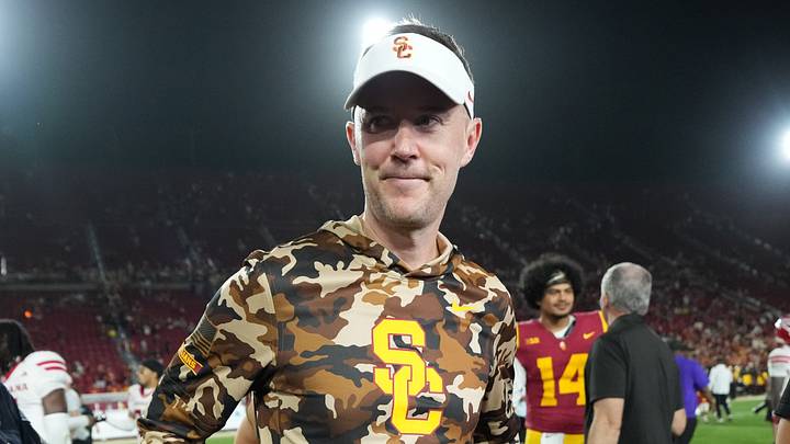 Sep 12, 2026; Los Angeles, California, USA; Southern California Trojans head coach Lincoln Riley reacts after the game against the Louisiana Ragin' Cajuns atUnited Airlines Field at Los Angeles Memorial Coliseum. Mandatory Credit: Kirby Lee-Imagn Images Sep 12, 2026; Los Angeles, California, USA; Southern California Trojans head coach Lincoln Riley reacts after the game against the Louisiana Ragin' Cajuns atUnited Airlines Field at Los Angeles Memorial Coliseum. Mandatory Credit: Kirby Lee-Imagn Images