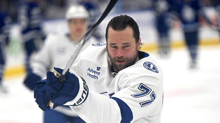 Mar 7, 2026; Toronto, Ontario, CAN; Tampa Bay Lightning defenseman Victor Hedman (77) warms up before playing the Toronto Maple Leafs at Scotiabank Arena. Mandatory Credit: Dan Hamilton-Imagn Images Mar 7, 2026; Toronto, Ontario, CAN; Tampa Bay Lightning defenseman Victor Hedman (77) warms up before playing the Toronto Maple Leafs at Scotiabank Arena. Mandatory Credit: Dan Hamilton-Imagn Images
