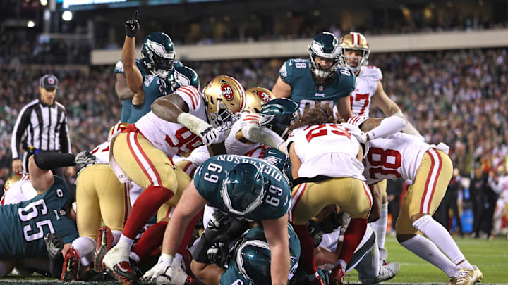 Jan 29, 2023; Philadelphia, Pennsylvania, USA; Philadelphia Eagles quarterback Jalen Hurts (1)