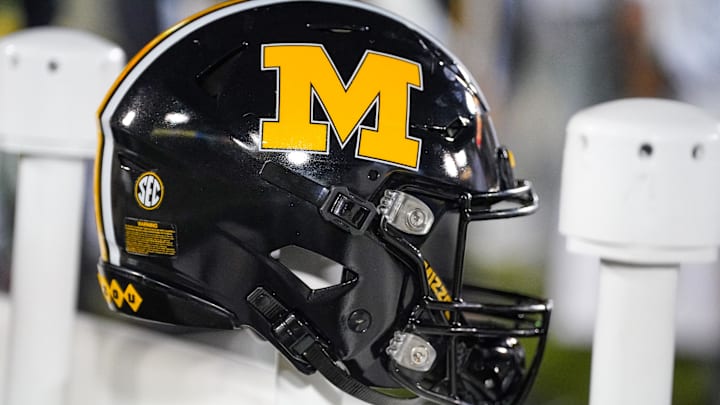 A general view of a Missouri Tigers helmet