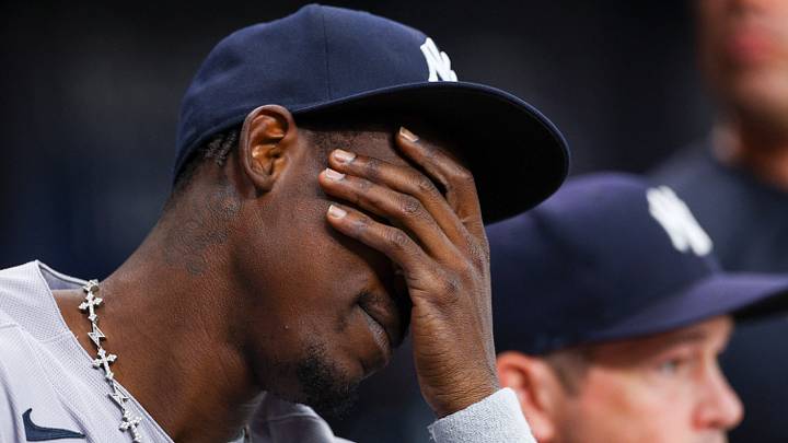 Jul 8, 2026; St. Petersburg, Florida, USA; New York Yankees second baseman Jazz Chisholm Jr. (13) looks on against the Tampa Bay Rays in the sixth inning at Tropicana Field. Mandatory Credit: Nathan Ray Seebeck-Imagn Images Jul 8, 2026; St. Petersburg, Florida, USA; New York Yankees second baseman Jazz Chisholm Jr. (13) looks on against the Tampa Bay Rays in the sixth inning at Tropicana Field. Mandatory Credit: Nathan Ray Seebeck-Imagn Images