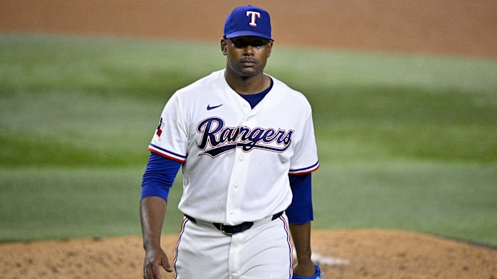 Texas Rangers starting pitcher Kumar Rocker.