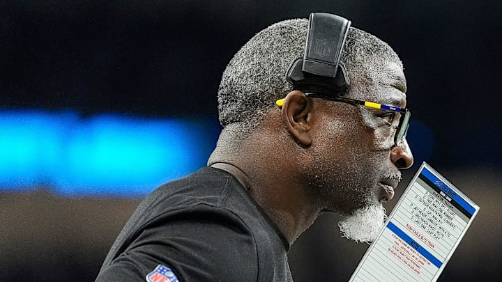 Detroit Lions defensive coordinator Aaron Glenn watches a play against Buffalo Bills during the second half at Ford Field in Detroit on Sunday, Dec. 15, 2024. Detroit Lions defensive coordinator Aaron Glenn watches a play against Buffalo Bills during the second half at Ford Field in Detroit on Sunday, Dec. 15, 2024.