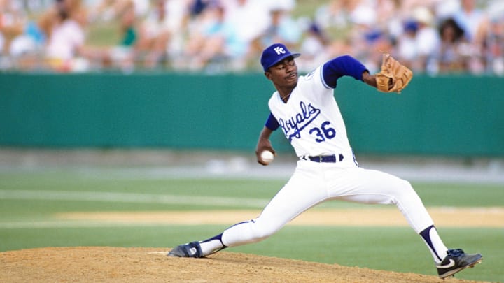 Unknown Date & Location, USA; FILE PHOTO; Kansas City Royals pitcher Tom Gordon (36) in action on the mound during the 1989 season. Mandatory Credit: RVR Photos-USA TODAY NETWORK