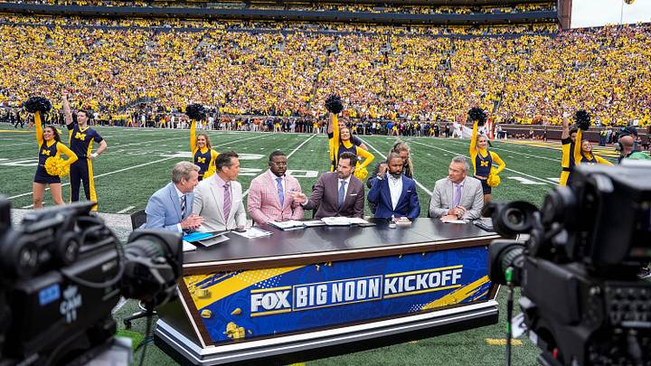 Fox Big Noon broadcast on the field before kickoff between Michigan and Texas at Michigan Stadium in Ann Arbor on Saturday, September 7, 2024.