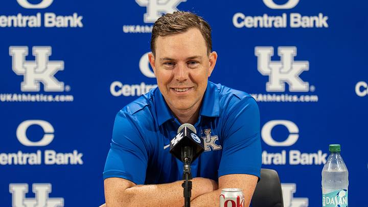 Kentucky head football coach Will Stein speaks during a news conference before the start of fall camp in Lexington, Ky., on Aug. 3, 2026. Stein discussed the Wildcats' offseason preparation and the start of preseason practice. Kentucky head football coach Will Stein speaks during a news conference before the start of fall camp in Lexington, Ky., on Aug. 3, 2026. Stein discussed the Wildcats' offseason preparation and the start of preseason practice.
