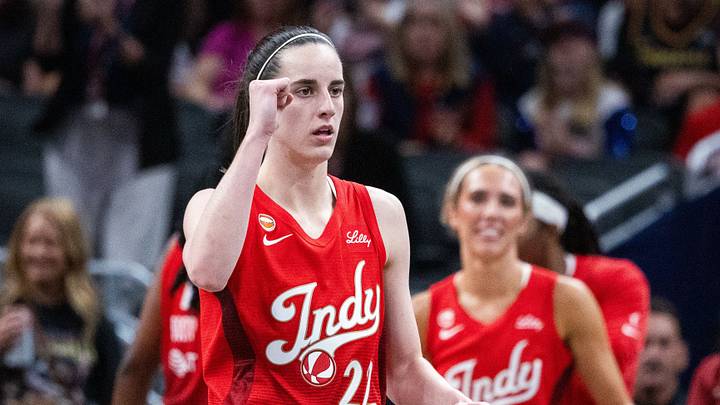 Aug 14, 2026; Indianapolis, Indiana, USA; Indiana Fever guard Caitlin Clark (22) celebrates a made basket in the second half against the Dallas Wings at Gainbridge Fieldhouse. Mandatory Credit: Trevor Ruszkowski-Imagn Images Aug 14, 2026; Indianapolis, Indiana, USA; Indiana Fever guard Caitlin Clark (22) celebrates a made basket in the second half against the Dallas Wings at Gainbridge Fieldhouse. Mandatory Credit: Trevor Ruszkowski-Imagn Images