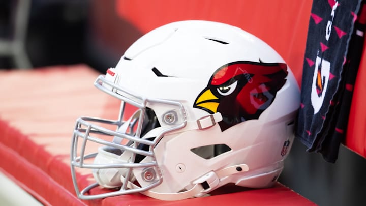 Jan 5, 2025; Glendale, Arizona, USA; Detailed view of an Arizona Cardinals helmet at State Farm Stadium. Mandatory Credit: Mark J. Rebilas-Imagn Images Jan 5, 2025; Glendale, Arizona, USA; Detailed view of an Arizona Cardinals helmet at State Farm Stadium. Mandatory Credit: Mark J. Rebilas-Imagn Images
