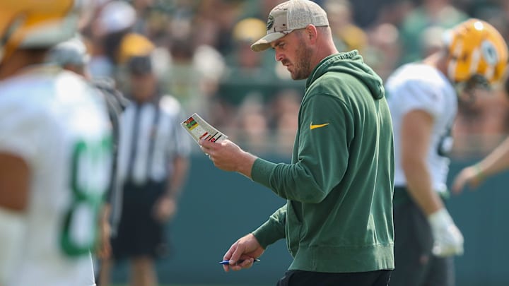 Green Bay Packers quarterbacks coach Sean Mannion reviews his practice schedule during practice on Friday, August 1, 2025, at Ray Nitschke Field in Ashwaubenon, Wis.
Tork Mason/USA TODAY NETWORK-Wisconsin Green Bay Packers quarterbacks coach Sean Mannion reviews his practice schedule during practice on Friday, August 1, 2025, at Ray Nitschke Field in Ashwaubenon, Wis.
Tork Mason/USA TODAY NETWORK-Wisconsin