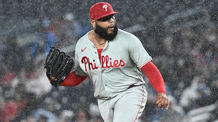 Sep 27, 2024; Washington, District of Columbia, USA; Philadelphia Phillies pitcher Jose Alvarado (46) pitches against the Washington Nationals during the fifth inning at Nationals Park. Sep 27, 2024; Washington, District of Columbia, USA; Philadelphia Phillies pitcher Jose Alvarado (46) pitches against the Washington Nationals during the fifth inning at Nationals Park.