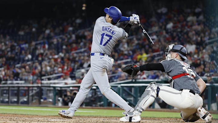 Apr 23, 2024; Washington, District of Columbia, USA; Los Angeles Dodgers designated hitter Shohei
