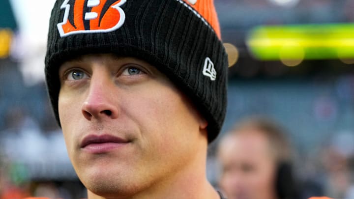 Cincinnati Bengals quarterback Joe Burrow (9) walks for the locker room after the fourth quarter of the NFL Week 13 game between the Cincinnati Bengals and the Pittsburgh Steelers at Paycor Stadium in downtown Cincinnati on Sunday, Dec. 1, 2024. The Steelers won 44-38.