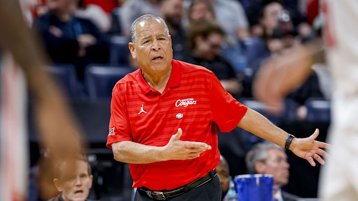 Houston Cougars head coach Kelvin Sampson during a first round game of the men's 2026 NCAA Tournament at Paycom Center. Houston Cougars head coach Kelvin Sampson during a first round game of the men's 2026 NCAA Tournament at Paycom Center.