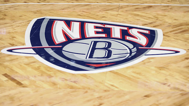 Nov 17, 2021; Brooklyn, New York, USA; The old Nets logo on the court prior to the game between the Cleveland Cavilers and the Brooklyn Nets at Barclays Center. Mandatory Credit: Wendell Cruz-Imagn Images Nov 17, 2021; Brooklyn, New York, USA; The old Nets logo on the court prior to the game between the Cleveland Cavilers and the Brooklyn Nets at Barclays Center. Mandatory Credit: Wendell Cruz-Imagn Images