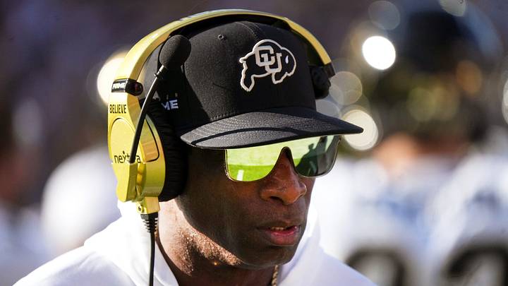 Colorado Buffaloes head coach Deion Sanders walks the sidelines as his team takes on the ASU Sun Devils at Mountain America Stadium in Tempe on Oct. 7, 2023. Colorado Buffaloes head coach Deion Sanders walks the sidelines as his team takes on the ASU Sun Devils at Mountain America Stadium in Tempe on Oct. 7, 2023.
