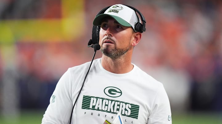 Aug 18, 2024; Denver, Colorado, USA; Green Bay Packers head coach Matt LaFleur during the second half against the Denver Broncos at Empower Field at Mile High. Mandatory Credit: Ron Chenoy-Imagn Images