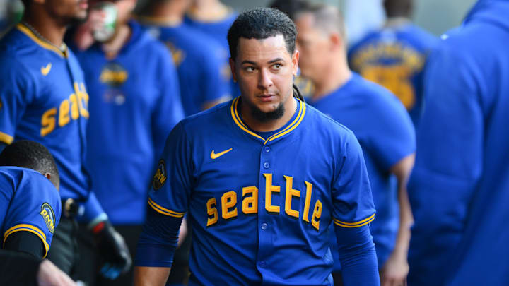 Seattle Mariners starting pitcher Luis Castillo is pictured in the dugout before a game against the New York Mets on Aug. 11 at T-Mobile Park.