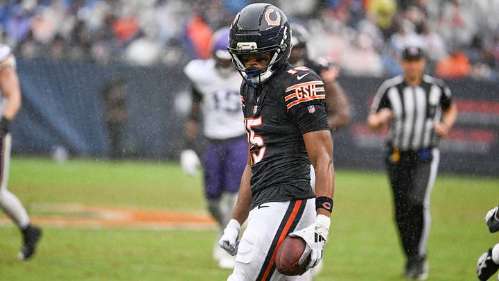 Chicago Bears wide receiver Rome Odunze (15) after a reception during the second half against there Minnesota Vikings at Soldier Field. Mandatory Credit: Matt Marton-Imagn Images