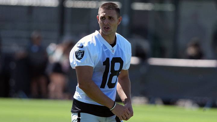 Las Vegas Raiders receiver Jack Bech (18) Las Vegas Raiders receiver Jack Bech (18)