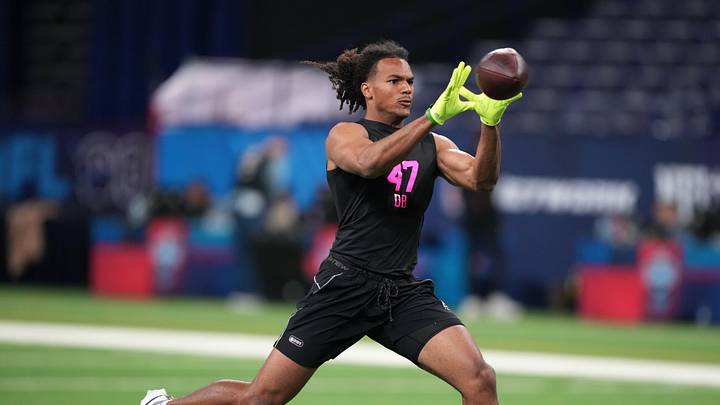 Feb 27, 2026; Indianapolis, IN, USA; Arizona defensive back Genesis Smith (DB47) during the NFL Scouting Combine at Lucas Oil Stadium. Mandatory Credit: Kirby Lee-Imagn Images