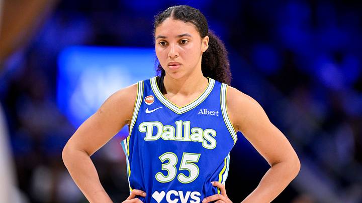 May 28, 2026; Arlington, Texas, USA; Dallas Wings guard Azzi Fudd (35) looks on during the game between the Wings and the Aces at College Park Center. Mandatory Credit: Jerome Miron-Imagn Images May 28, 2026; Arlington, Texas, USA; Dallas Wings guard Azzi Fudd (35) looks on during the game between the Wings and the Aces at College Park Center. Mandatory Credit: Jerome Miron-Imagn Images