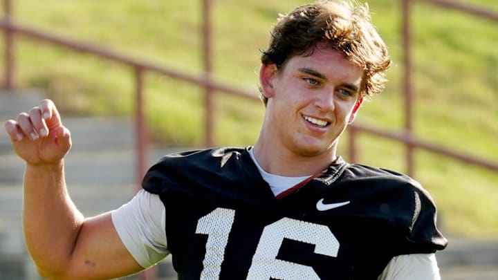 Texas Longhorns quarterback, Arch Manning during his first practice of the spring season on Tuesday, March 25, 2025. Texas Longhorns quarterback, Arch Manning during his first practice of the spring season on Tuesday, March 25, 2025.