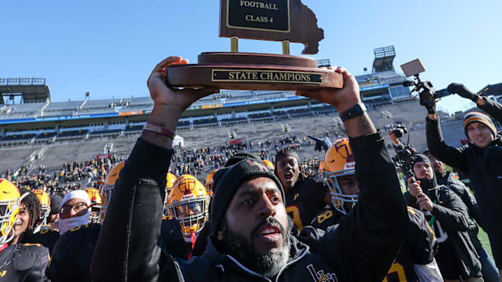 Lutheran North coach Kyle Wagner led the Crusaders to the 2024 Missouri Class 4 state championship. / Photo by David Smith