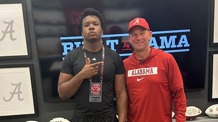 2026 DT Elijah Golden alongside Alabama head coach Kalen DeBoer