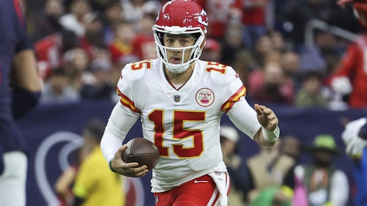 Dec 18, 2022; Houston, Texas, USA; Kansas City Chiefs quarterback Patrick Mahomes (15) in action during the game against the Houston Texans at NRG Stadium. Mandatory Credit: Troy Taormina-Imagn Images Dec 18, 2022; Houston, Texas, USA; Kansas City Chiefs quarterback Patrick Mahomes (15) in action during the game against the Houston Texans at NRG Stadium. Mandatory Credit: Troy Taormina-Imagn Images