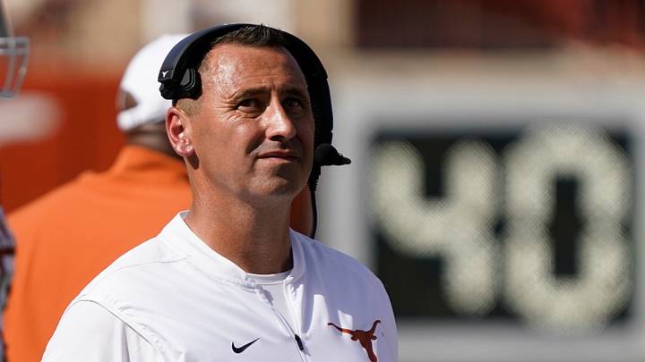 Texas Longhorns head coach Steve Sarkisian looks at the scoreboard in the first half of the game against the Louisiana Ragin' Cajuns at Darrell K Royal-Texas Memorial Stadium. Texas Longhorns head coach Steve Sarkisian looks at the scoreboard in the first half of the game against the Louisiana Ragin' Cajuns at Darrell K Royal-Texas Memorial Stadium.
