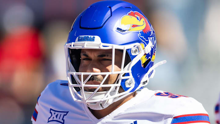 Nov 8, 2025; Tucson, Arizona, USA; Kansas Jayhawks defensive lineman Gage Keys (99) against the Arizona Wildcats at Arizona Stadium. Mandatory Credit: Mark J. Rebilas-Imagn Images Nov 8, 2025; Tucson, Arizona, USA; Kansas Jayhawks defensive lineman Gage Keys (99) against the Arizona Wildcats at Arizona Stadium. Mandatory Credit: Mark J. Rebilas-Imagn Images